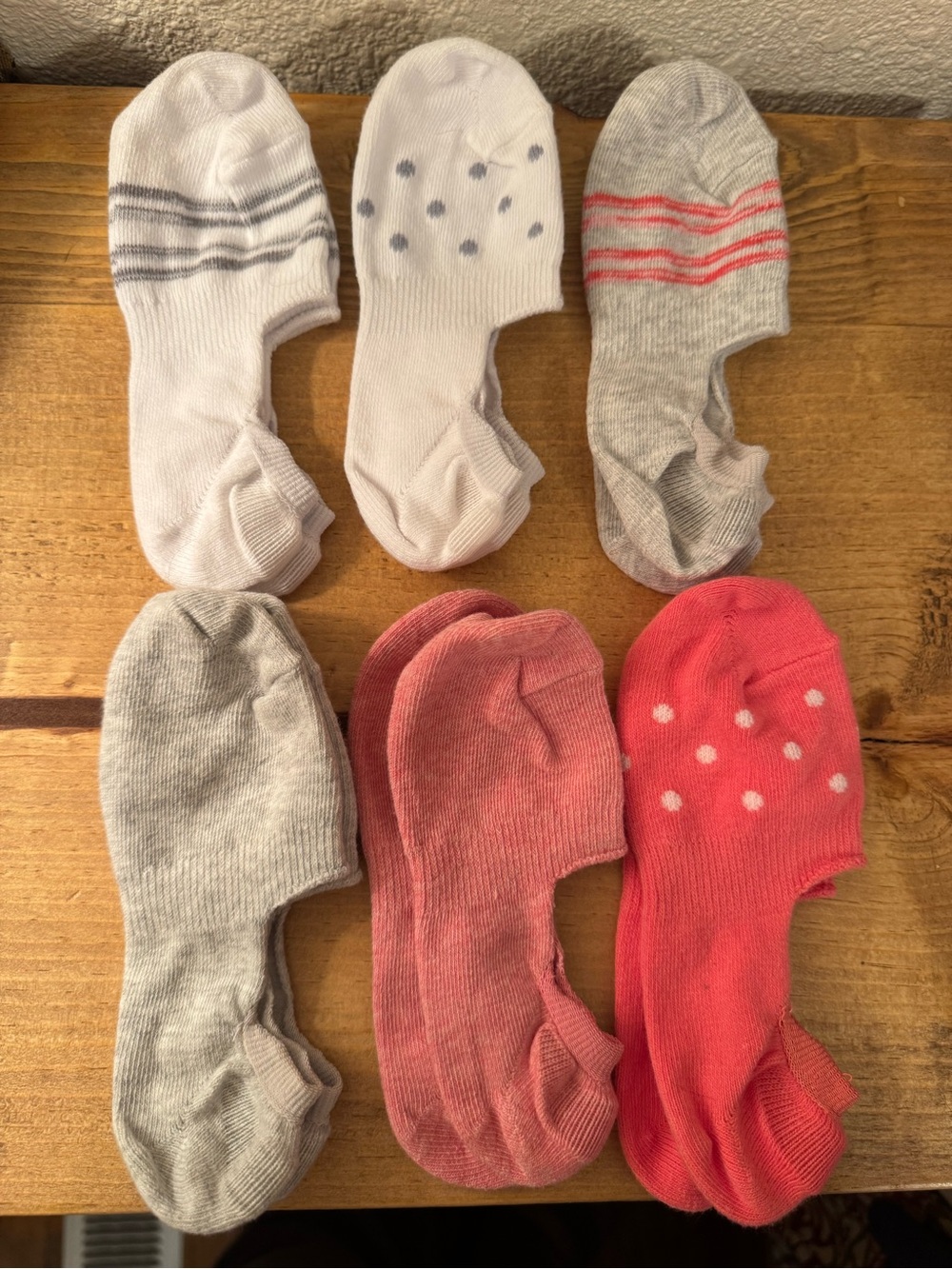 6-Pack No-Show Socks for women - White, Gray, Pink, Coral
